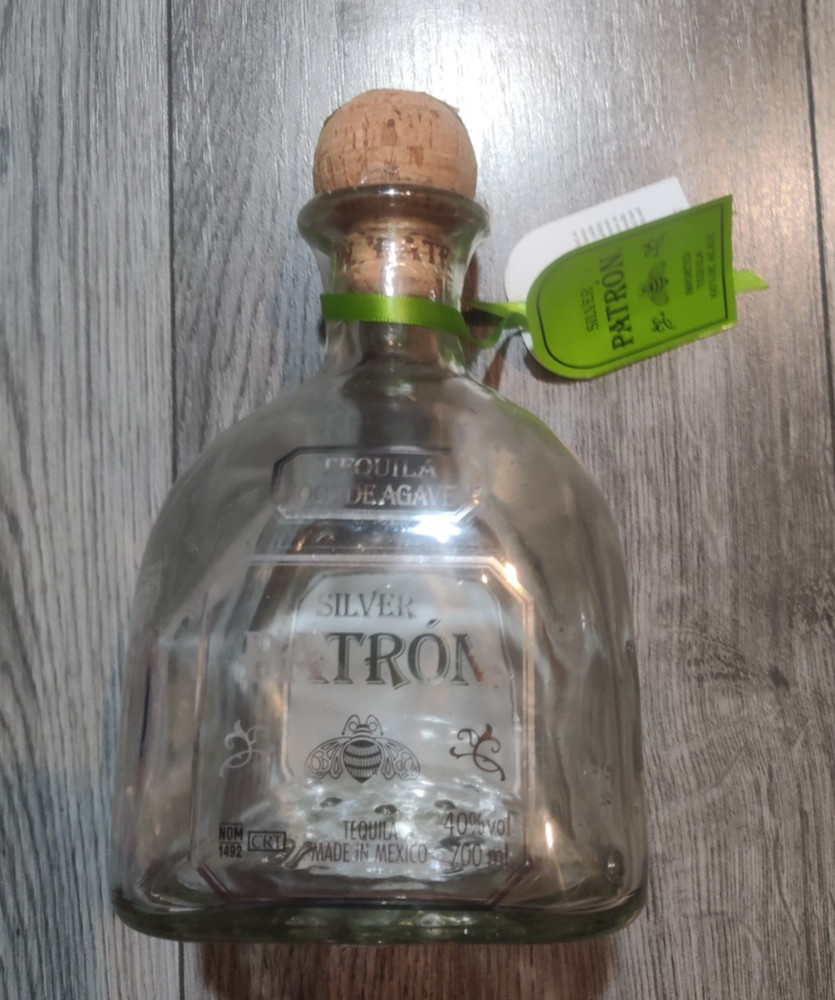 TEQUILA PATRON SILVER Bottle Empty with Cork top 700ml