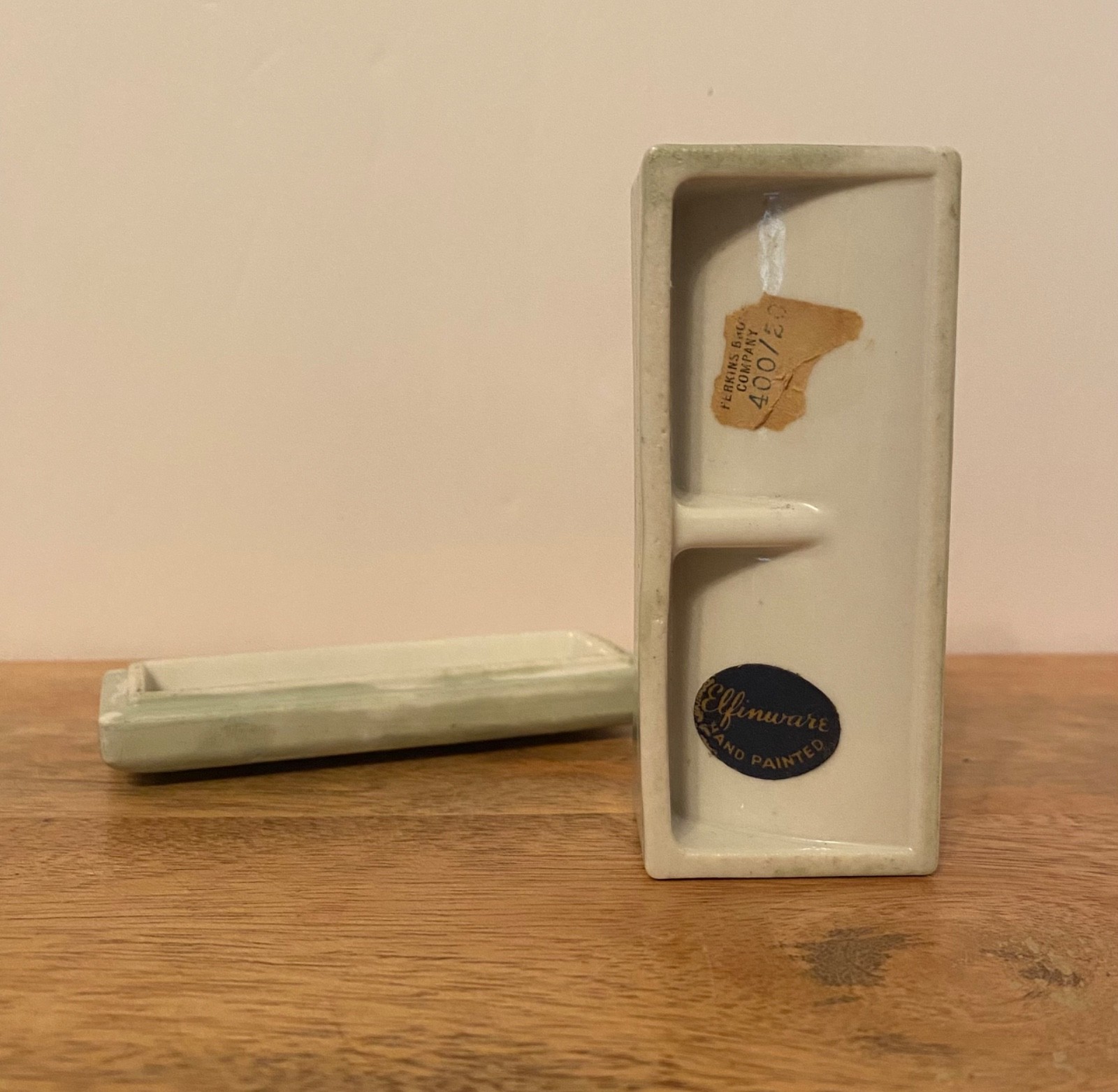 Vintage Elfinware Hand Painted Porcelain Stamp Holder