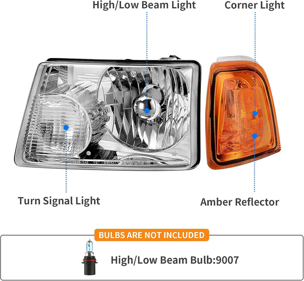 Headlights Assembly Compatible with 2001-2011 Ford Ranger Headlamp Replacement C