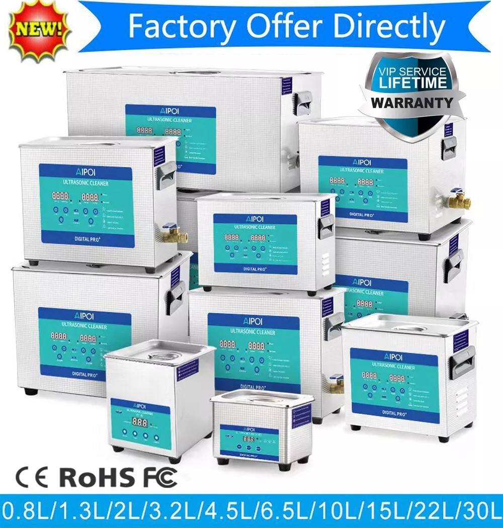 0.8L-30L Ultrasonic Cleaner Stainless Steel Industry Heated Heater w/Timer