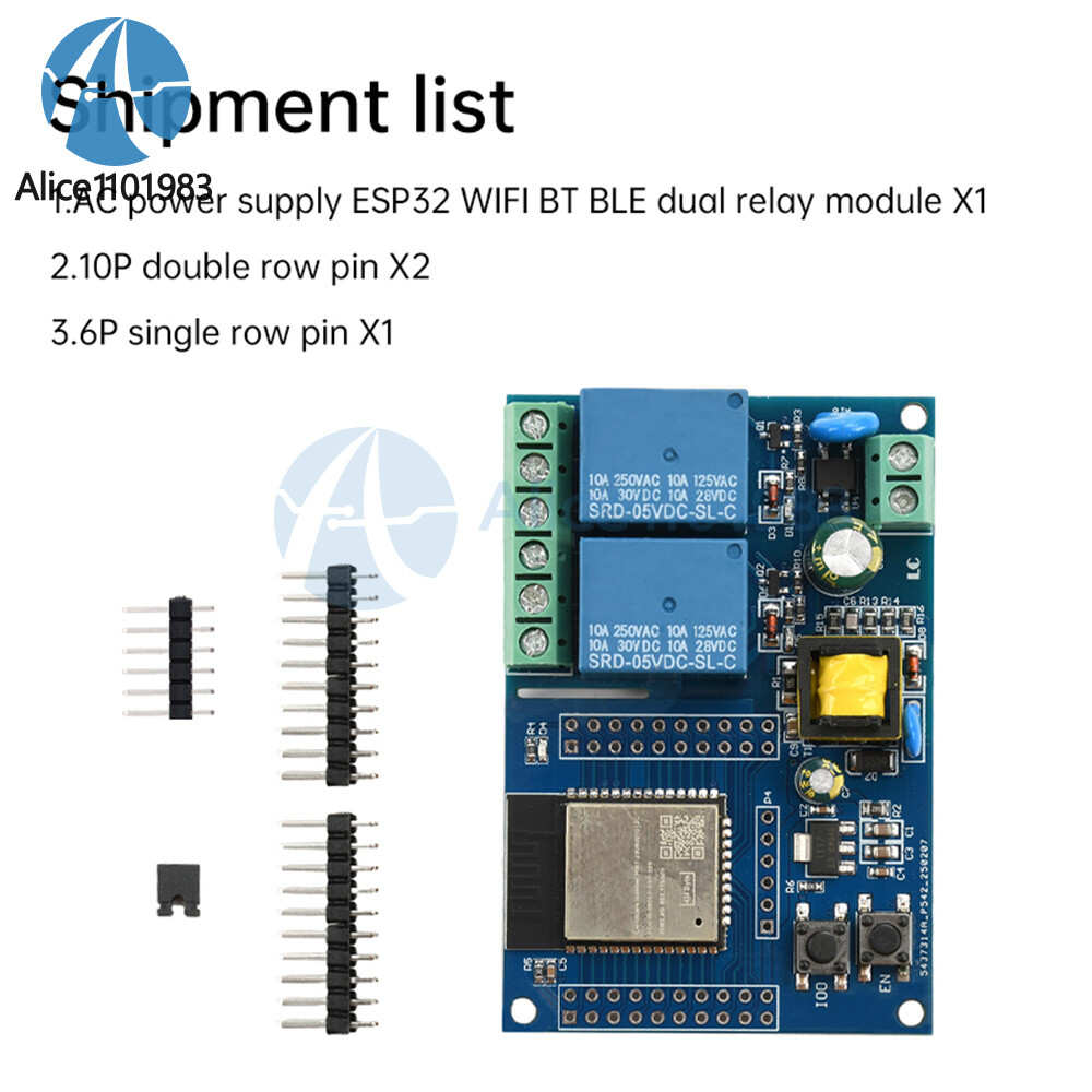 ESP32 WIFI Bluetooth 2 Channel Relay Module ESP32 Secondary Development Board