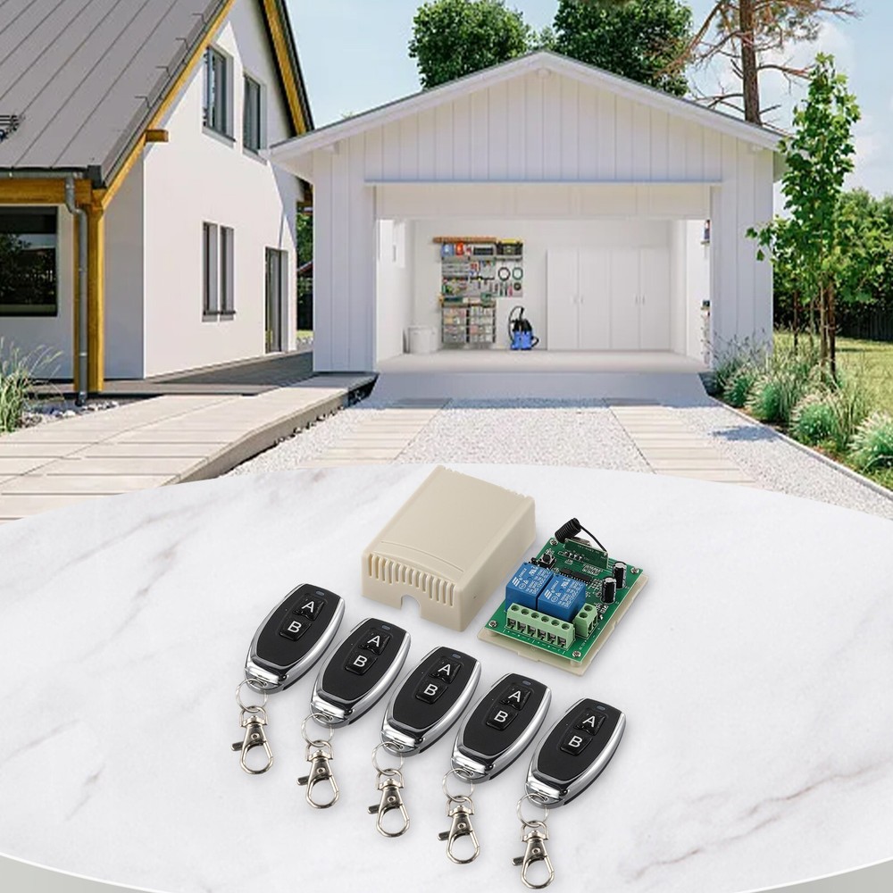 2 Channel Garage Door Remote Control Switch Relay Wireless Transmitter+Receiver