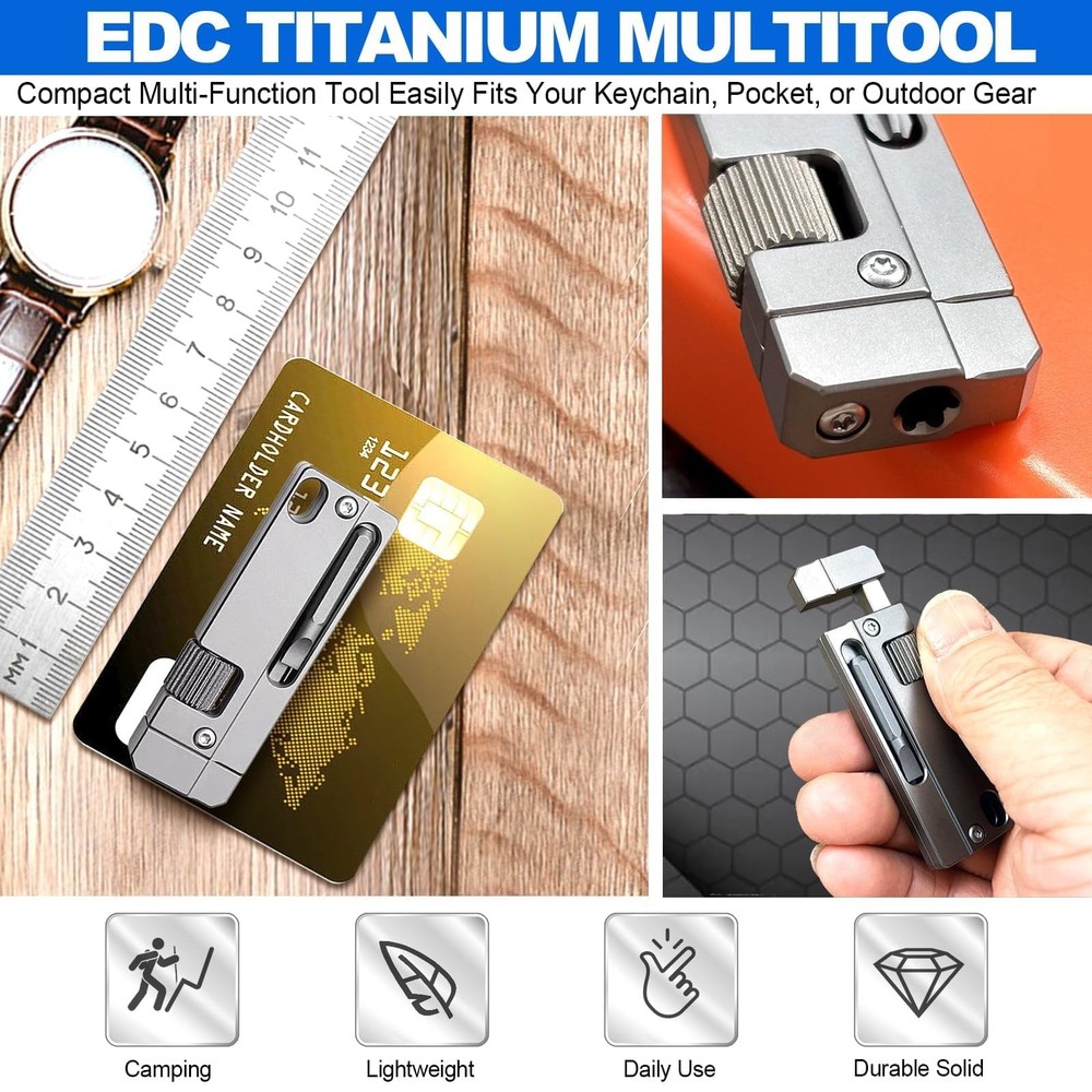 Titanium Keychain Wrench – Mini EDC Adjustable Spanner with Screwdriver, Pock...
