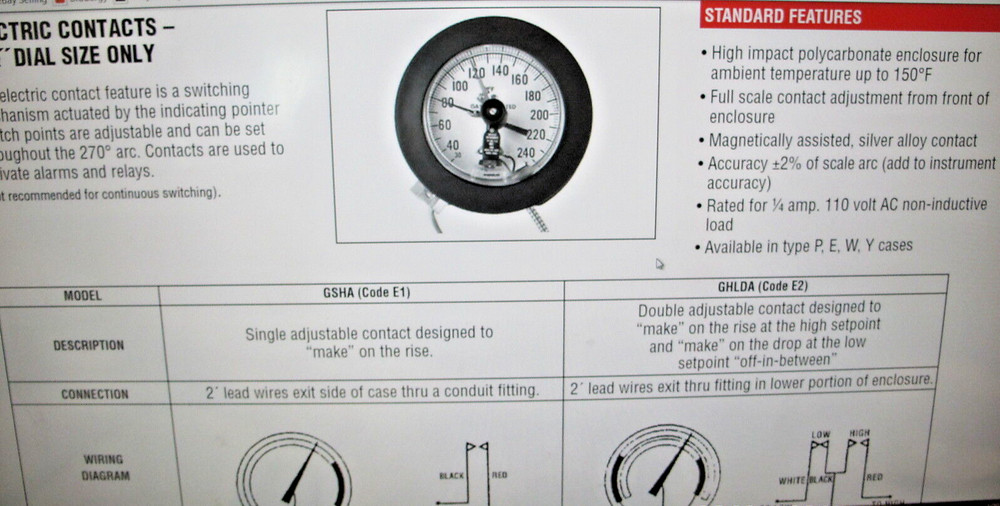 0-1000⁰ C Remote Reading Gas Actuated Dial Thermometer With 2 Set Points 413E