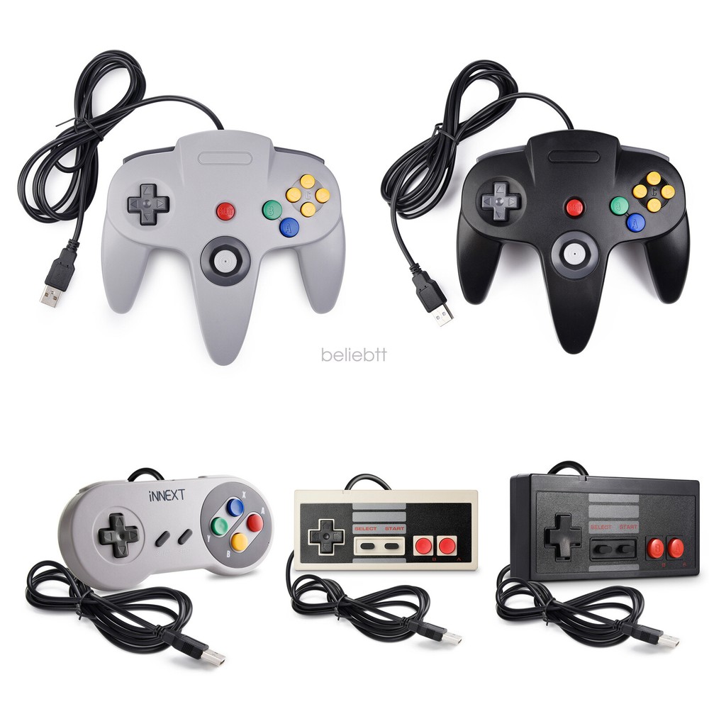 For PC/Mac/Linux N64 SNES NES USB Controller Joypad Classic Wired 64 Bit US Ship