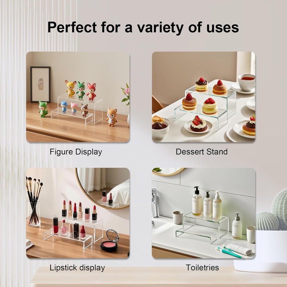 OVNTHYK Acrylic Risers 10 Pcs (2 Sets) – Large Display Risers, Clear Perfume O