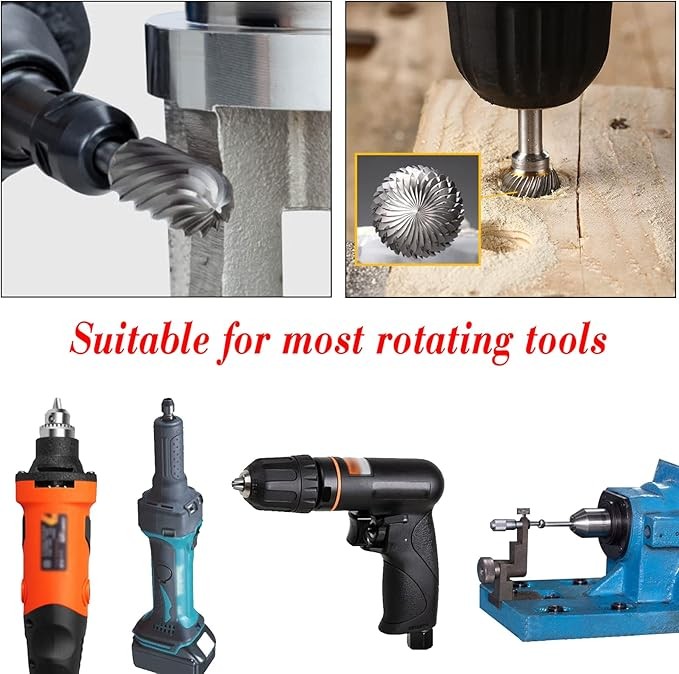 Tungsten Carbide Rotary Burr Bit Set 1/8" Cutting Carving Burrs Dremel Tool Kit