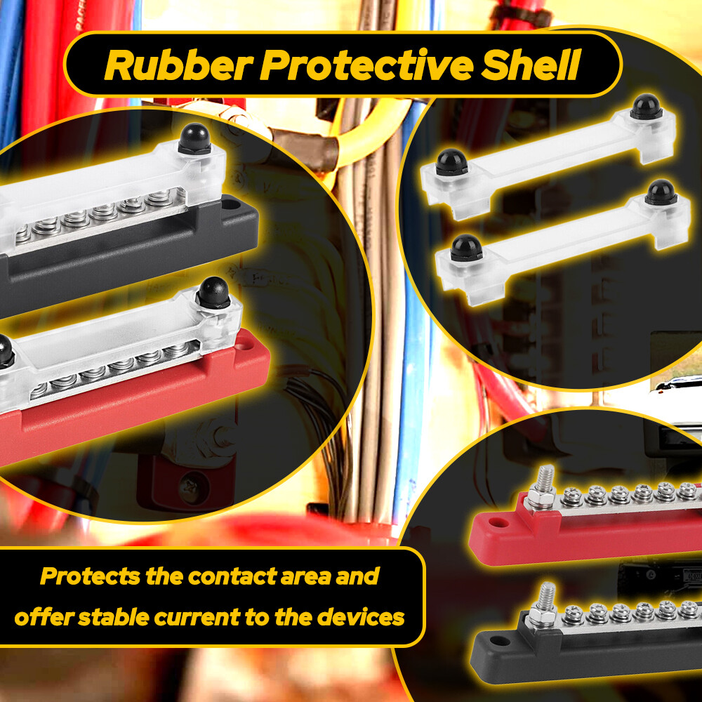 2PCS 150A 12V DC 6 TERMINAL WAY BUS BAR DISTRIBUTION BLOCK FOR CAR MARINE BOAT