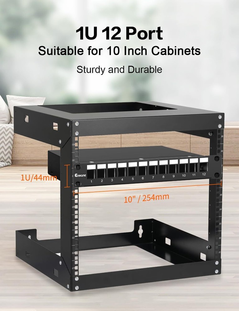 12 Port Blank Keystone Patch Panel for Rackmount Shielded 1U10inch Network Pa...