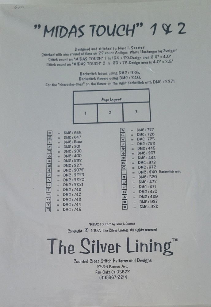 The Silver Lining Cross Stitch Midas Touch 1 & 2 Pattern