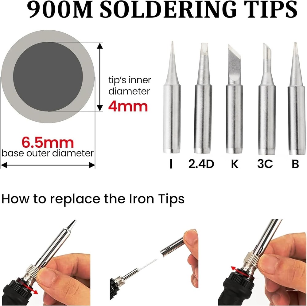 Soldering Iron Kit 60W Adjustable Temp Multimeter Tips Wires USB DIY Electronics
