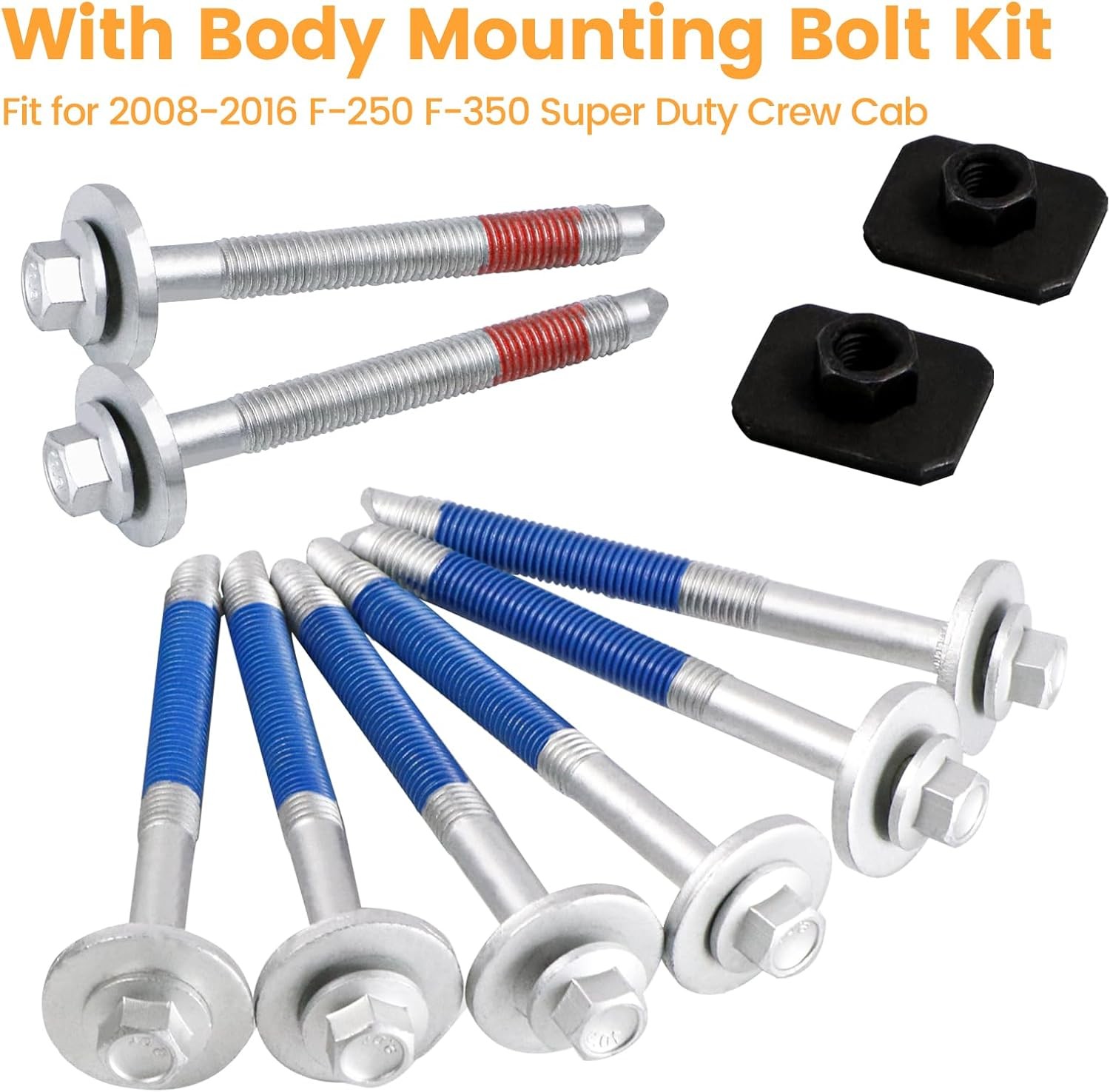 Silicone Body Mount Bushings Bolt Kit For Ford F250 F350 08-16 Crew Cab 2/4WD