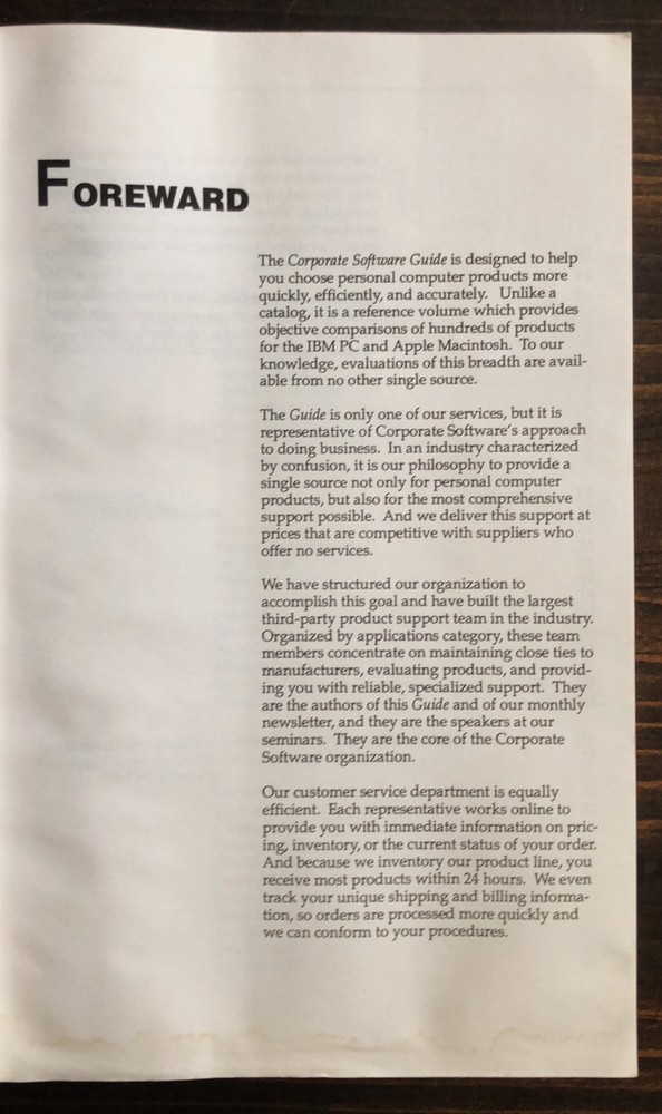 The Corporate Software Guide : Eighth Edition 1988 (IBM PC, Macintosh software)