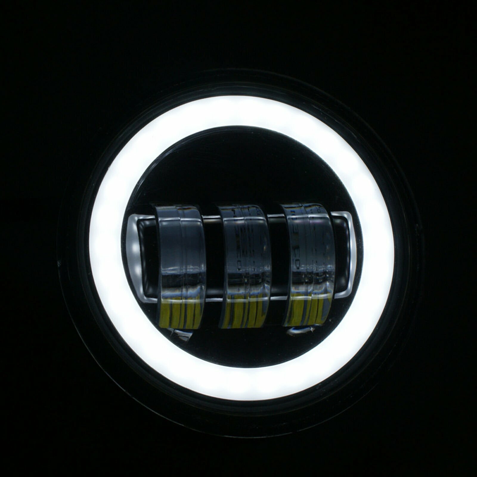 Pair 4.5" inch LED Projector Round Fog Light Angel Eyes Halo Motorcycle Ring DRL