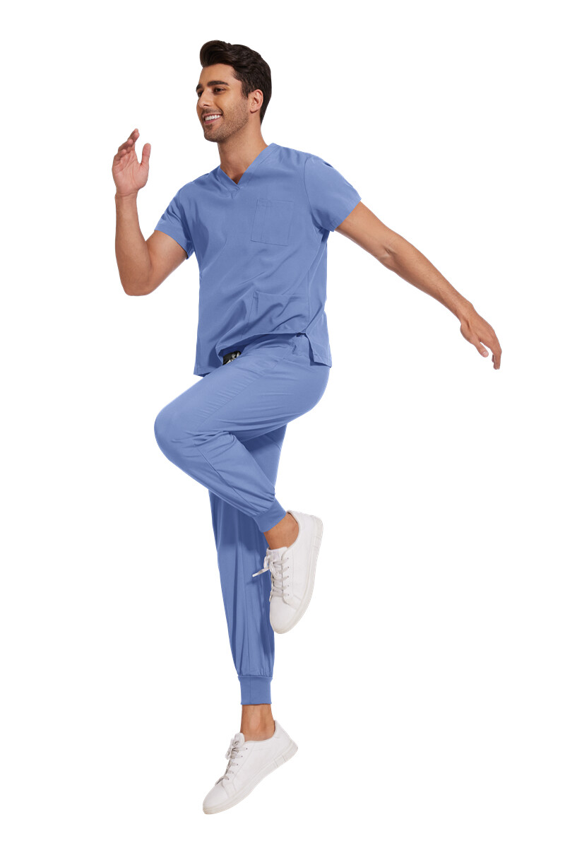 Stretch Medical Uniforms Scrub Set Men V-Neck Jogger Hospital Clinic Workware