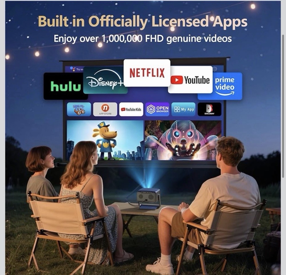 Short Throw 360 Stand4k Projector WiFi and Bluetooth, Auto Focus, Auto Keystone