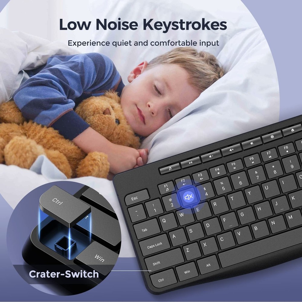 Wired Keyboard,Quiet Keyboard, Multimedia USB Computer Keyboard, Silent Keybo...