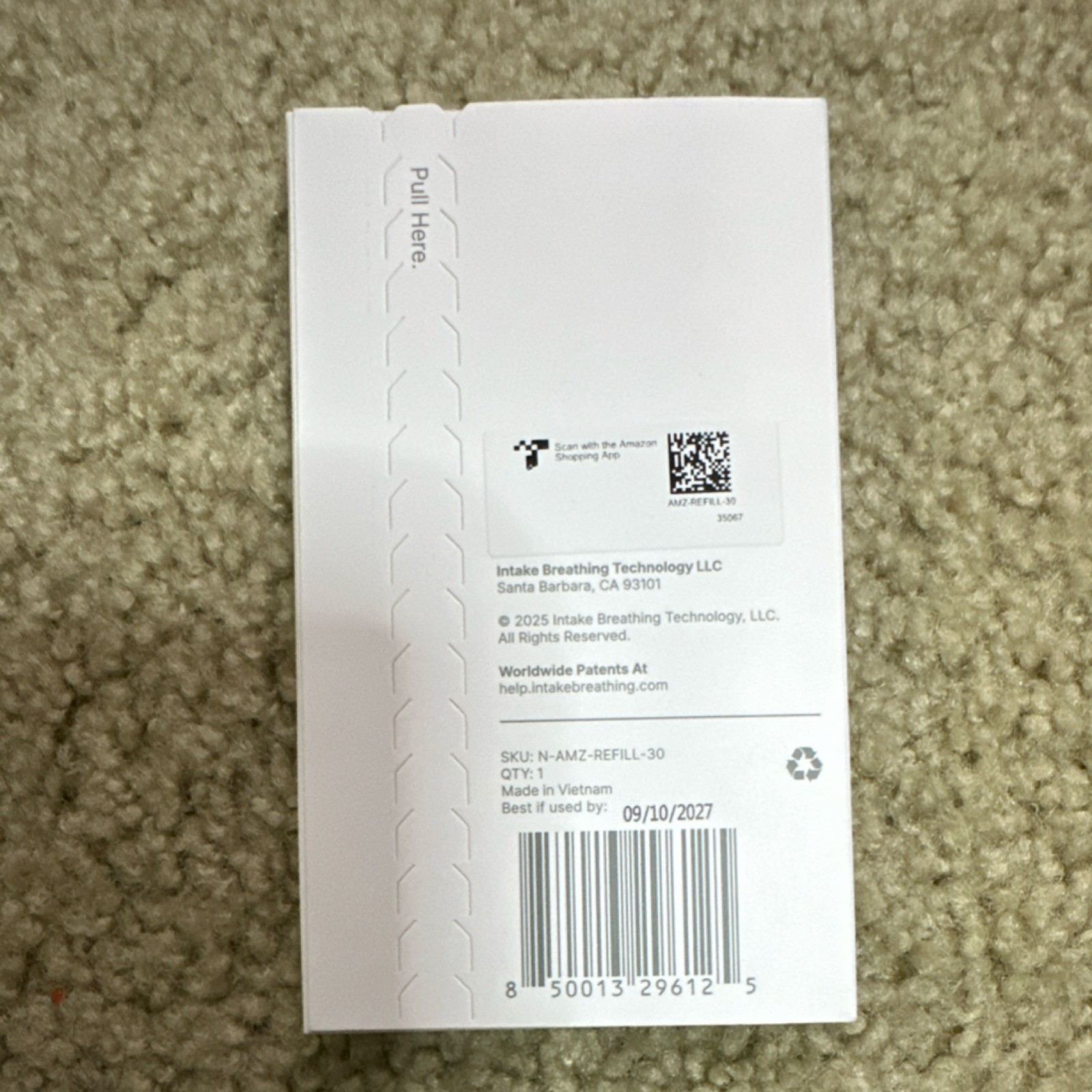 Intake Clear Nasal Strip Pack AMZ-REFILL-30 Exp 09/10/2027 MPN N-AMZ-REFILL-30