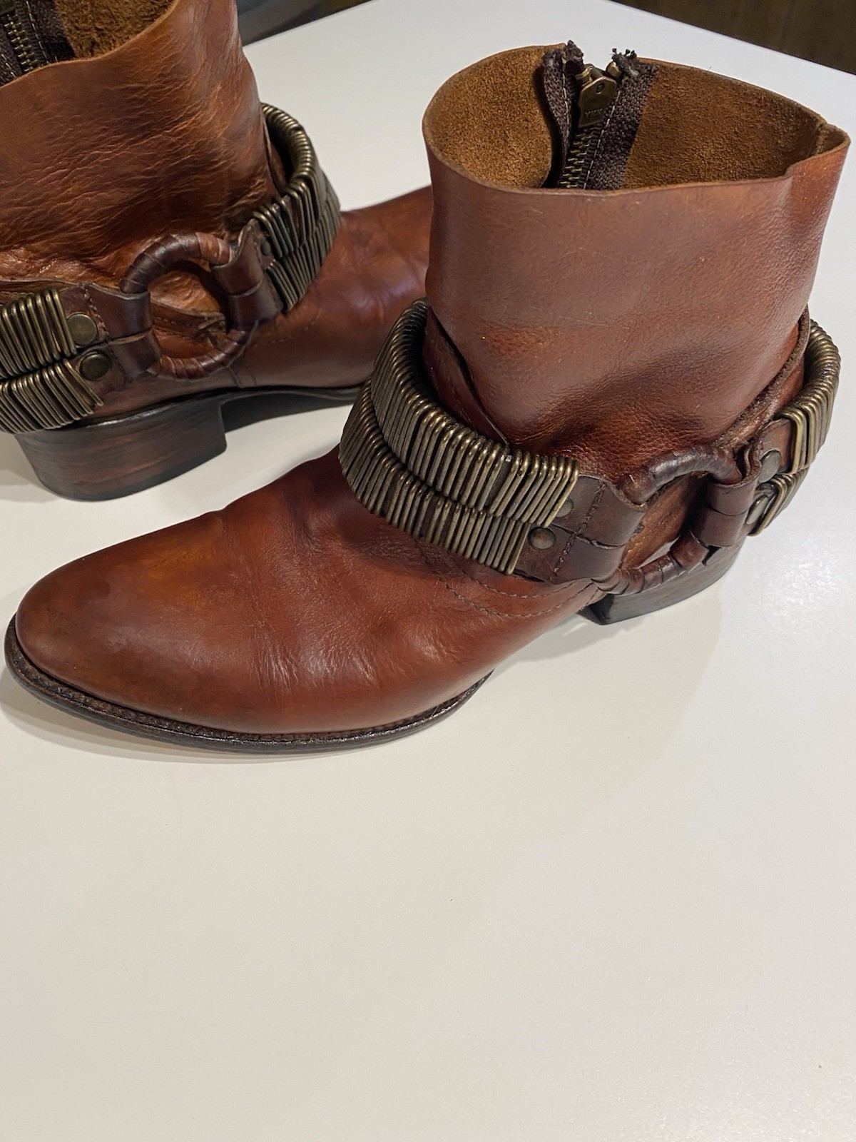 Freebird by Steven Evil Brown Ankle Boot Size 7 Brass Hardware