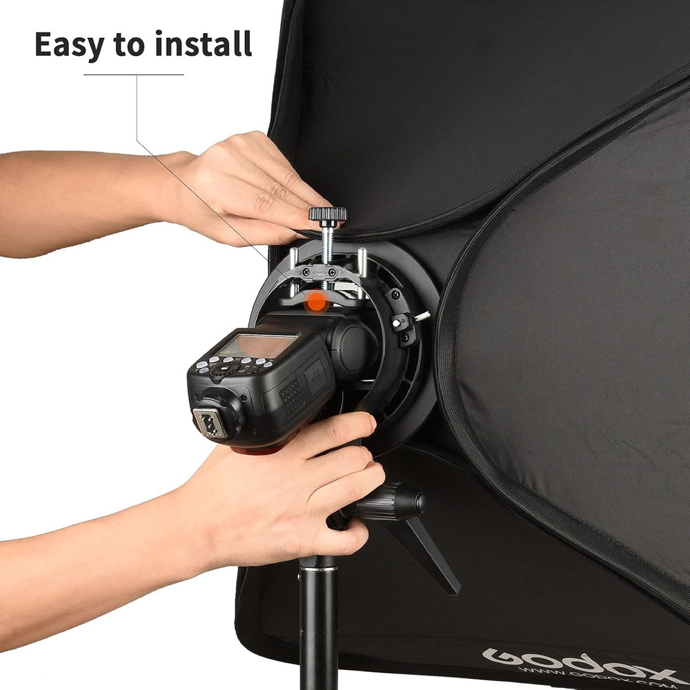 32"X 32" /80X80Cm Foldable Flash Softbox Kit with Grid, S-Type Speedlite Bracket