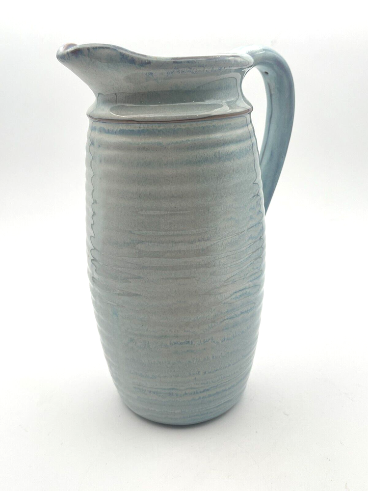 Creative Co-op Light Blue & Gray Stoneware Pitcher 9.25" Tall