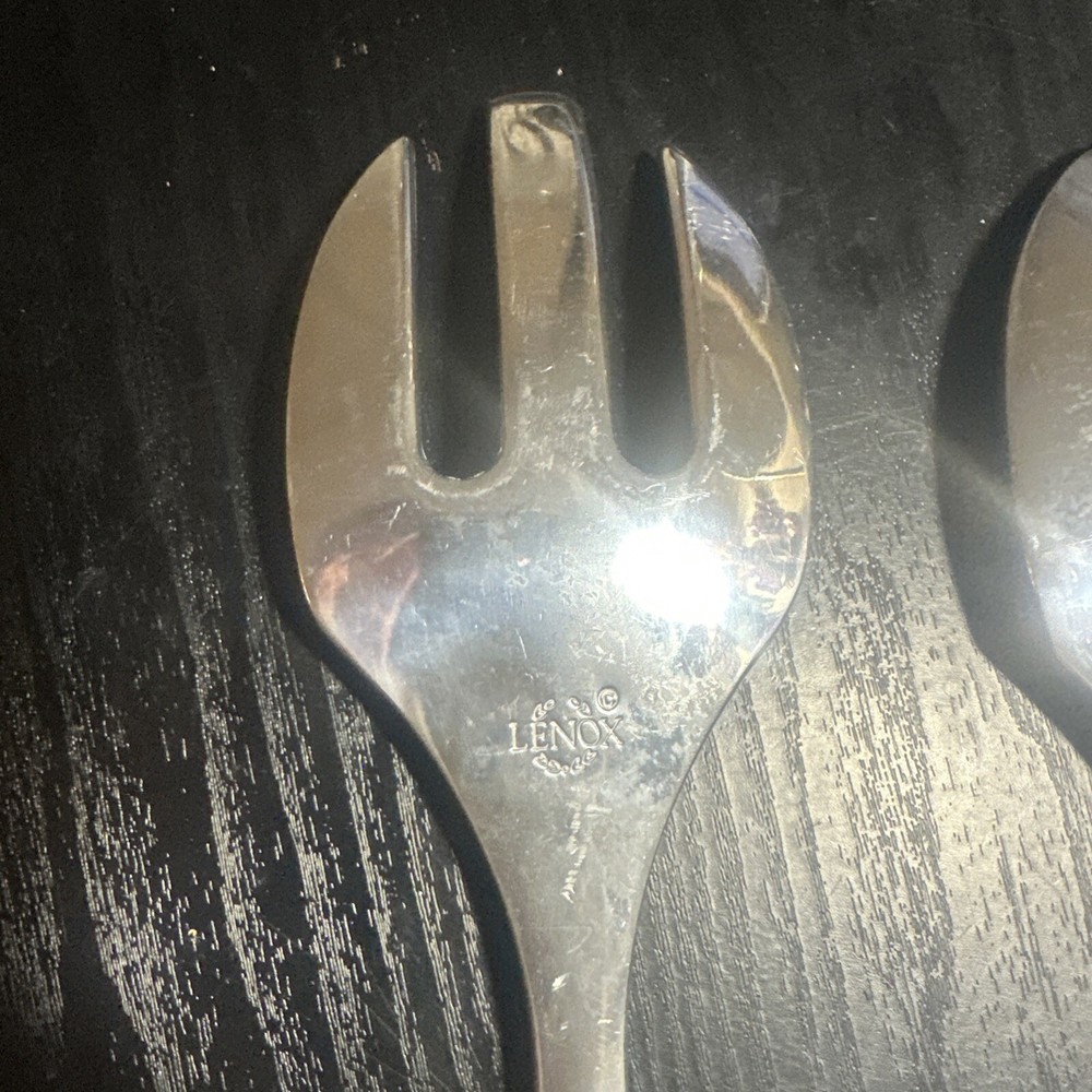 Lenox Salad Serving Set Fork And Spoon Fruit Pattern Heavy
