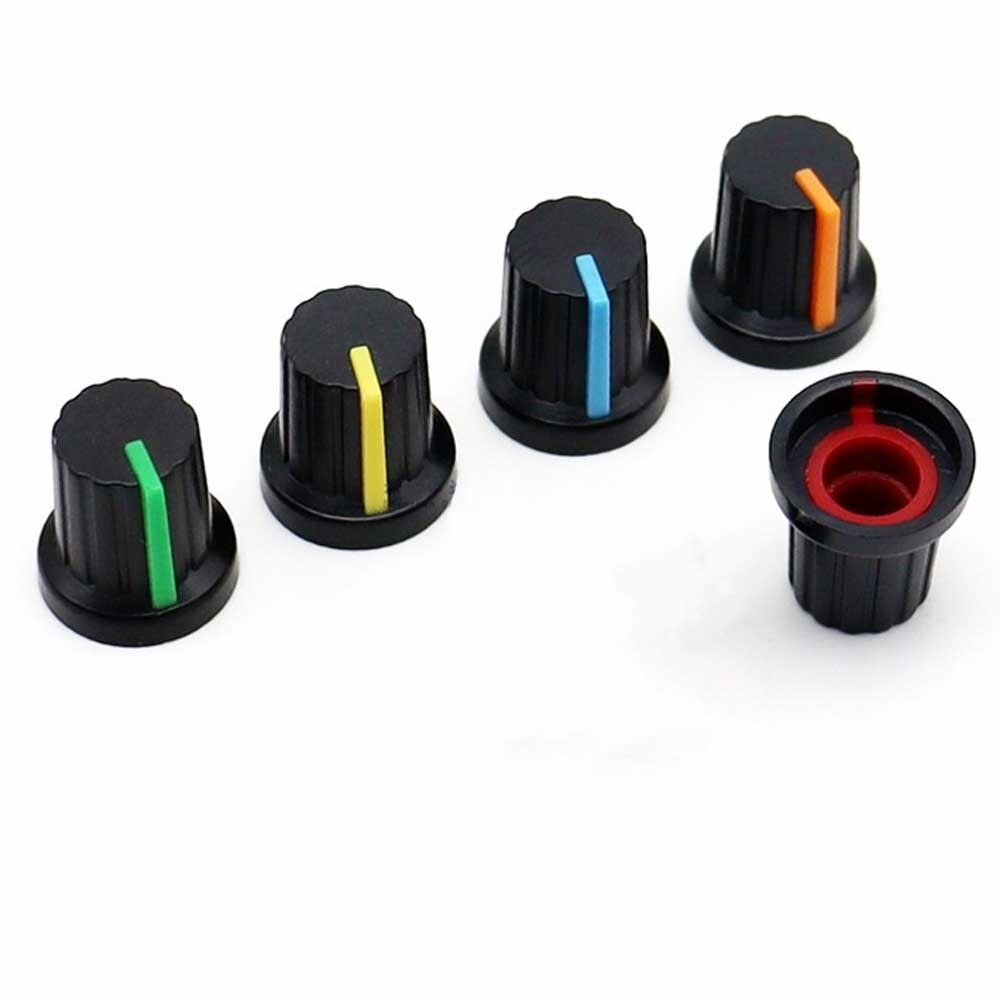 60pcs 6mm Shaft Hole Plastic Threaded Knurled Potentiometer Knobs Cap KIT 15*15