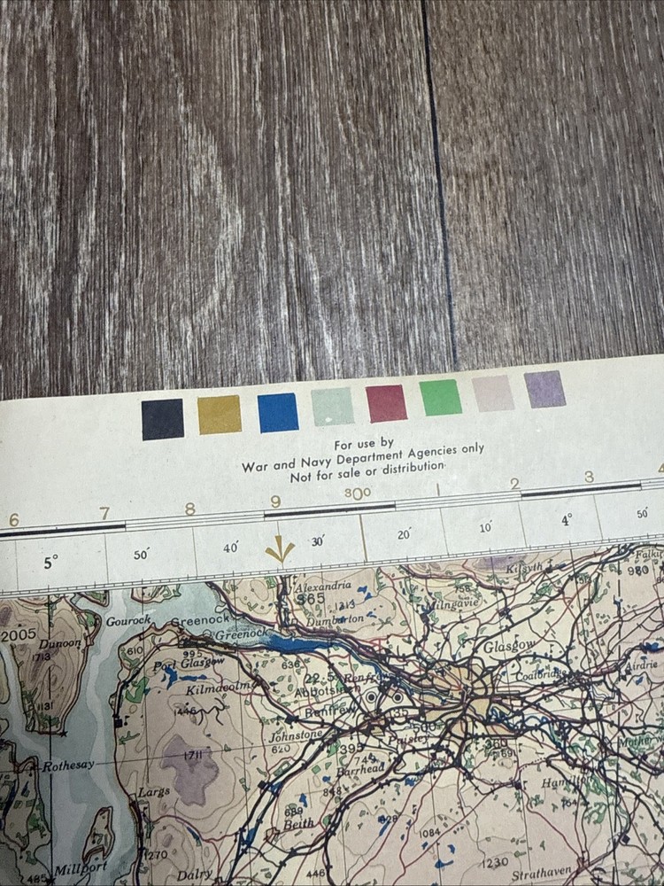 The Border WW2 Map 1944 Restricted Use Retired 38x28
