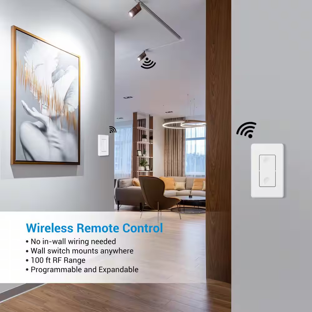 125-Volt Wireless Remote Control Light Switch and Receiver Kit for Ceiling Light