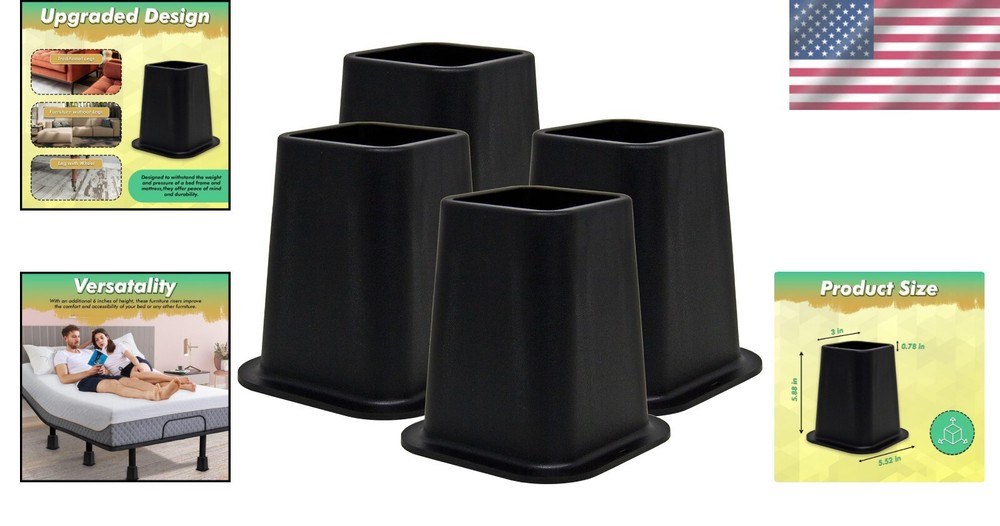 Versatile 6-Inch Furniture Risers - Perfect for Bed, Sofa, and Storage Needs