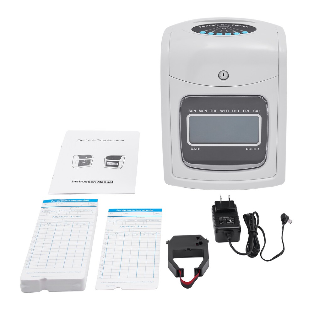 Time Clock Punch Card Employee Attendance Machine LCD Display Check- in Machine