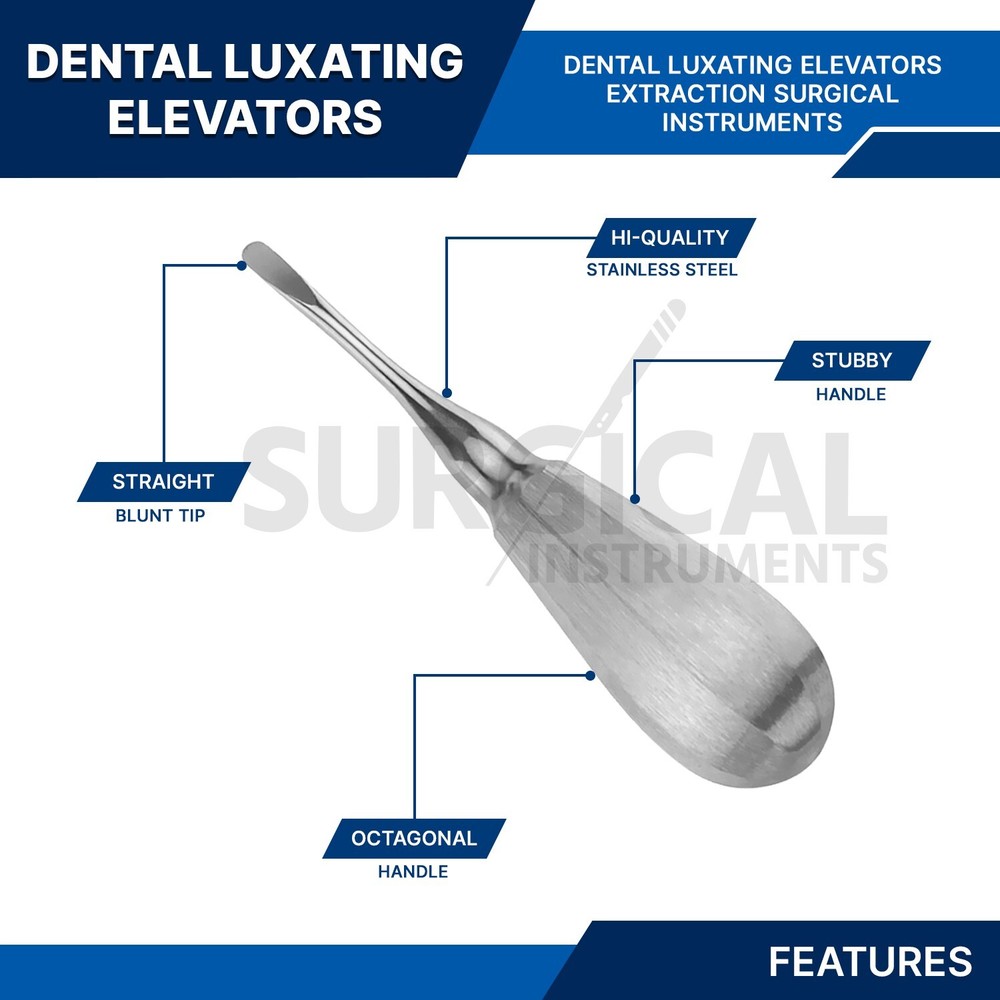 4 Pcs Luxating Straight Elevators Set Dental Instruments Stainless German Grade