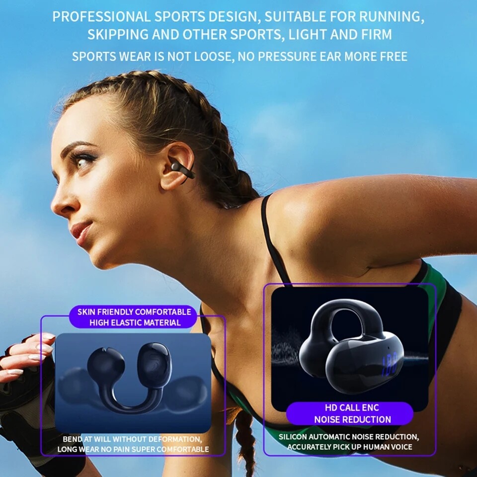 Wireless Bluetooth 5.3 Earpiece Driving Trucker Headset Earbuds Noise Cancelling