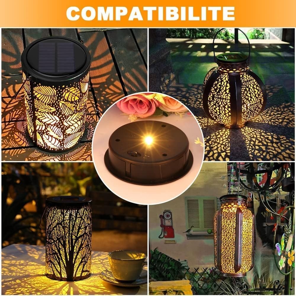 2 PCS Upgraded Solar Light Replacement Top for Outdoor Hanging Black