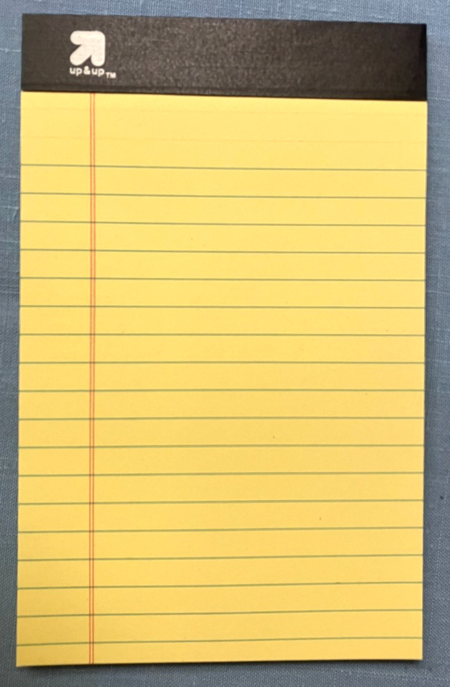 Junior YELLOW LEGAL NOTE PAD lined 50 SHEETS Micro Perforated Quantity Discount