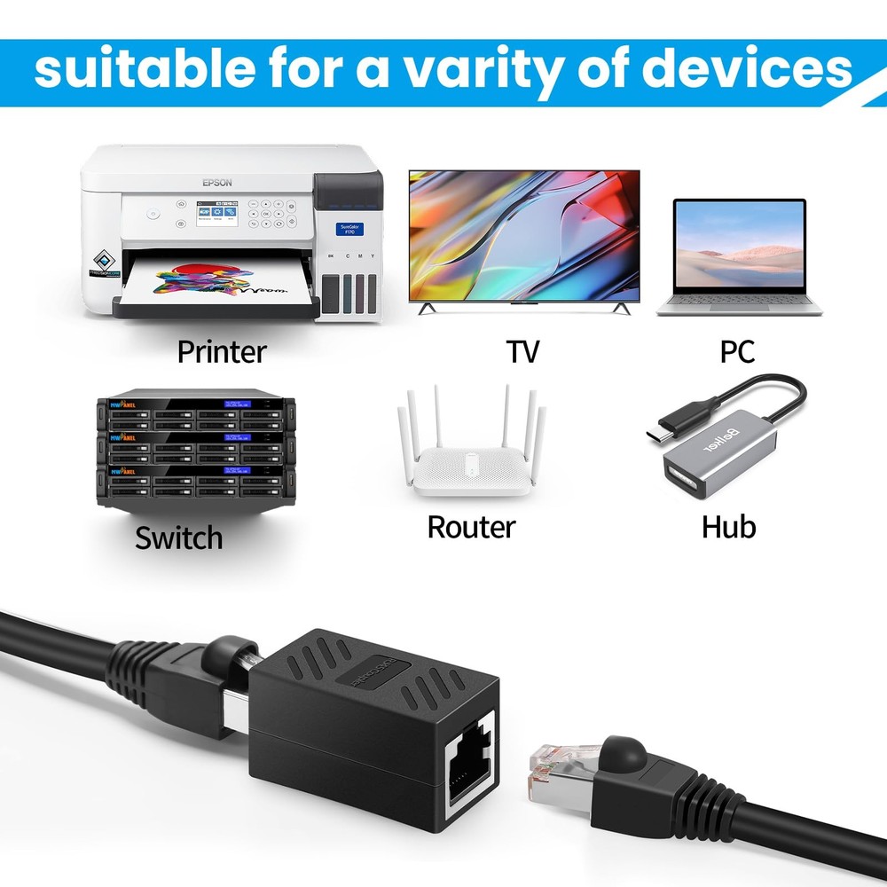 RJ45 Coupler, Ethernet Network Cable in line Coupler for black