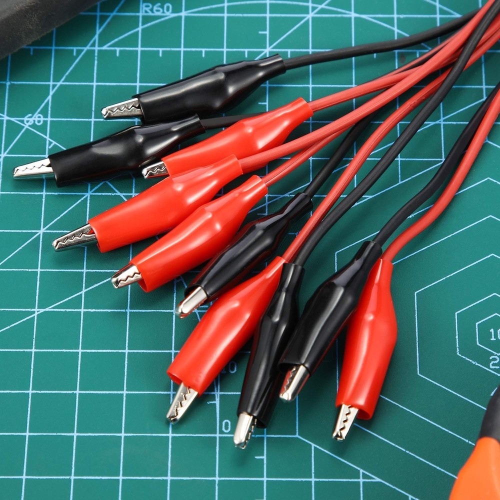 4 Pcs Alligator Clips & 40-Inch Leads - Safe Electrical Testing Wires