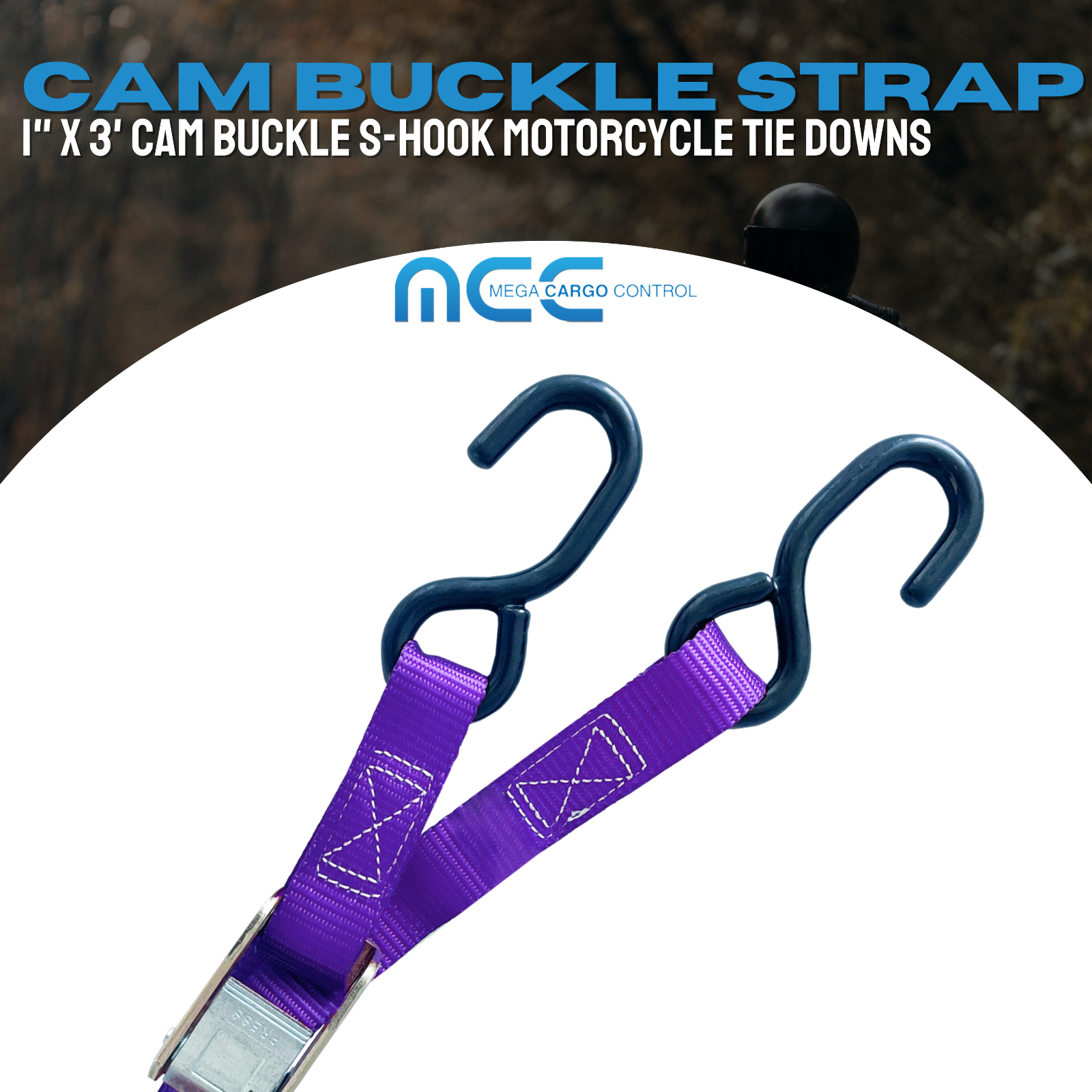 1 x 3 ft Cam Buckle Tie Down Strap with S Hook for Trailers