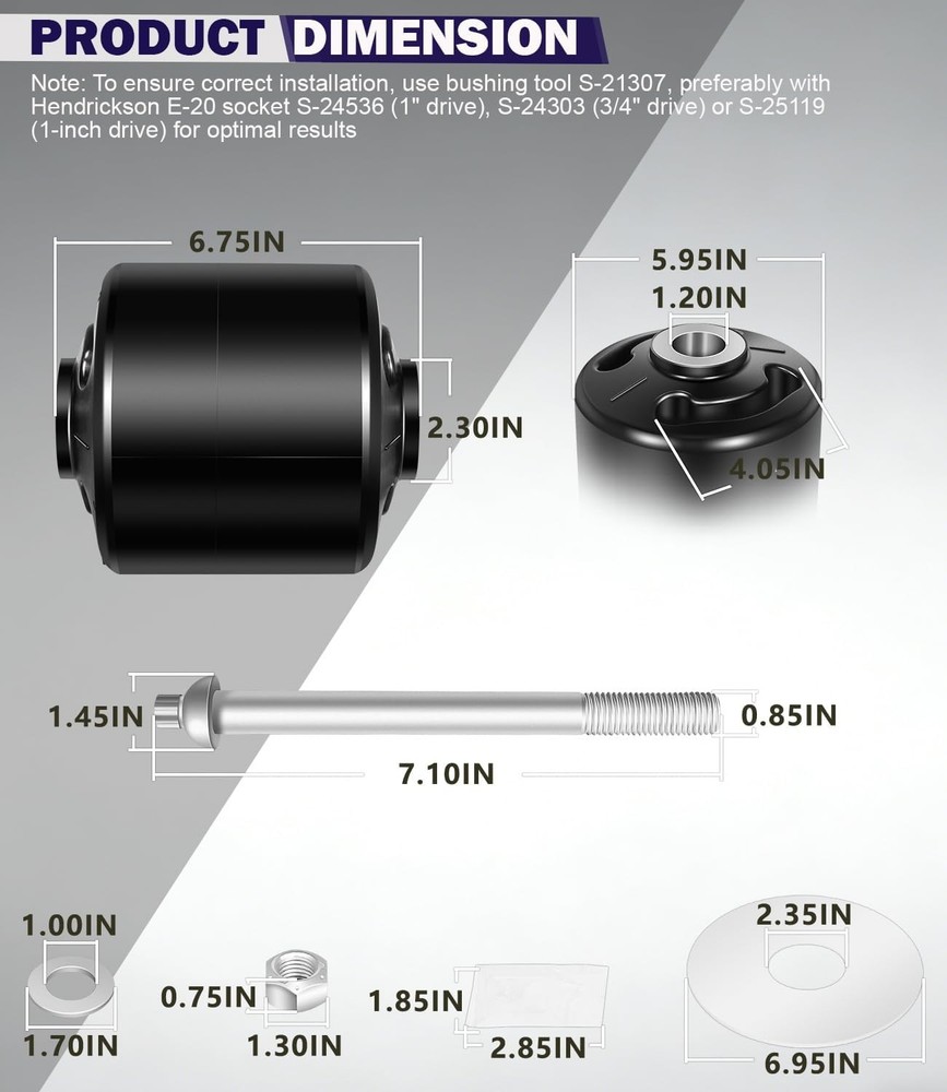 Replace for Hendrickson S-24691 S-21166 Quick Align Pivot Bolt Bushing Kit