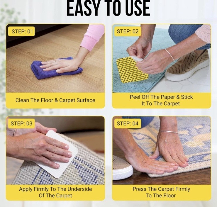 Alien Grip Rug Gripper Carpet Tape 12 Pieces, 4x4 inches New