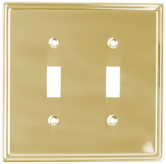 Double Switch Wall Plate Polished Solid Brass