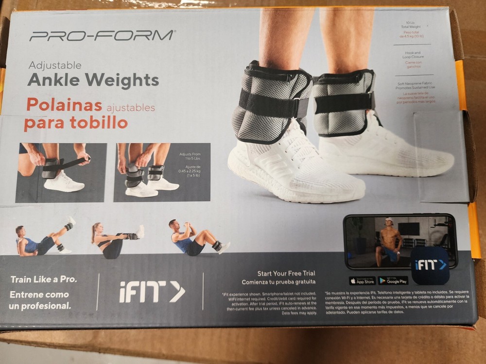 ProForm 10 lb. Adjustable Ankle Weights - 2 Pack, Lower Body Workout, Nylon...