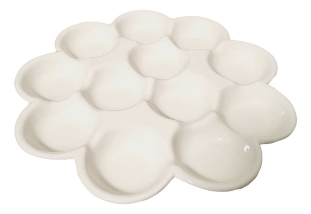 White Egg Platter Serving Dish Ceramic 13.25" Versatile Tableware Serveware Bowl