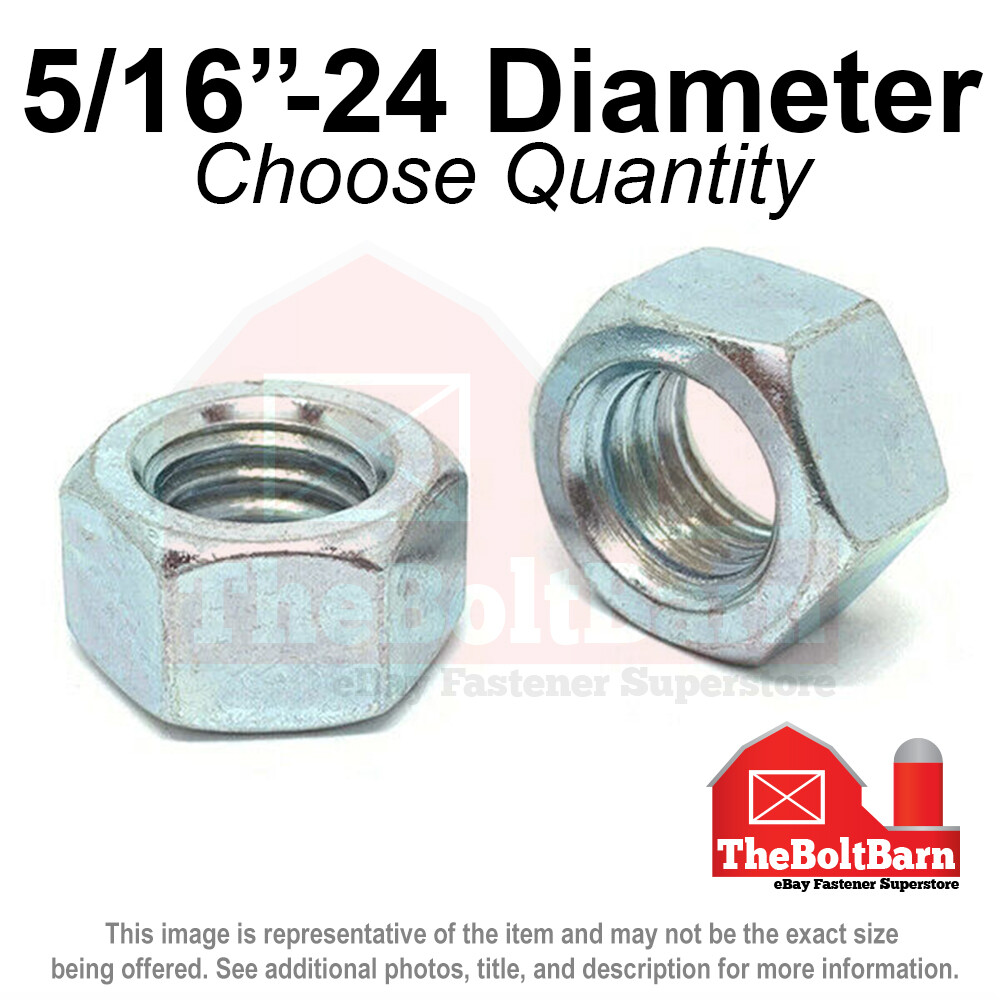 5/16"-24 Grade 5 Finished Hex Nuts Zinc Plated FINE Thread (Pick Quantity)
