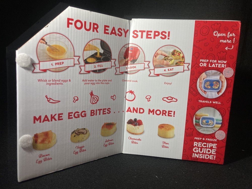 Egg Bite Maker By Dash, Open Box, Red, 420 W, Makes 4 Egg Bites