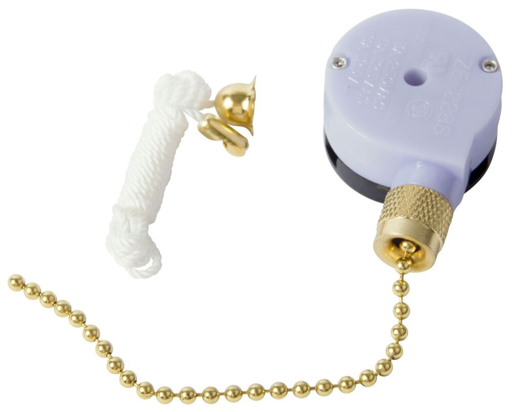 Gardner Bender GSW-33, 125/250 VAC, Brass, Pull Chain Switch, 1 pc