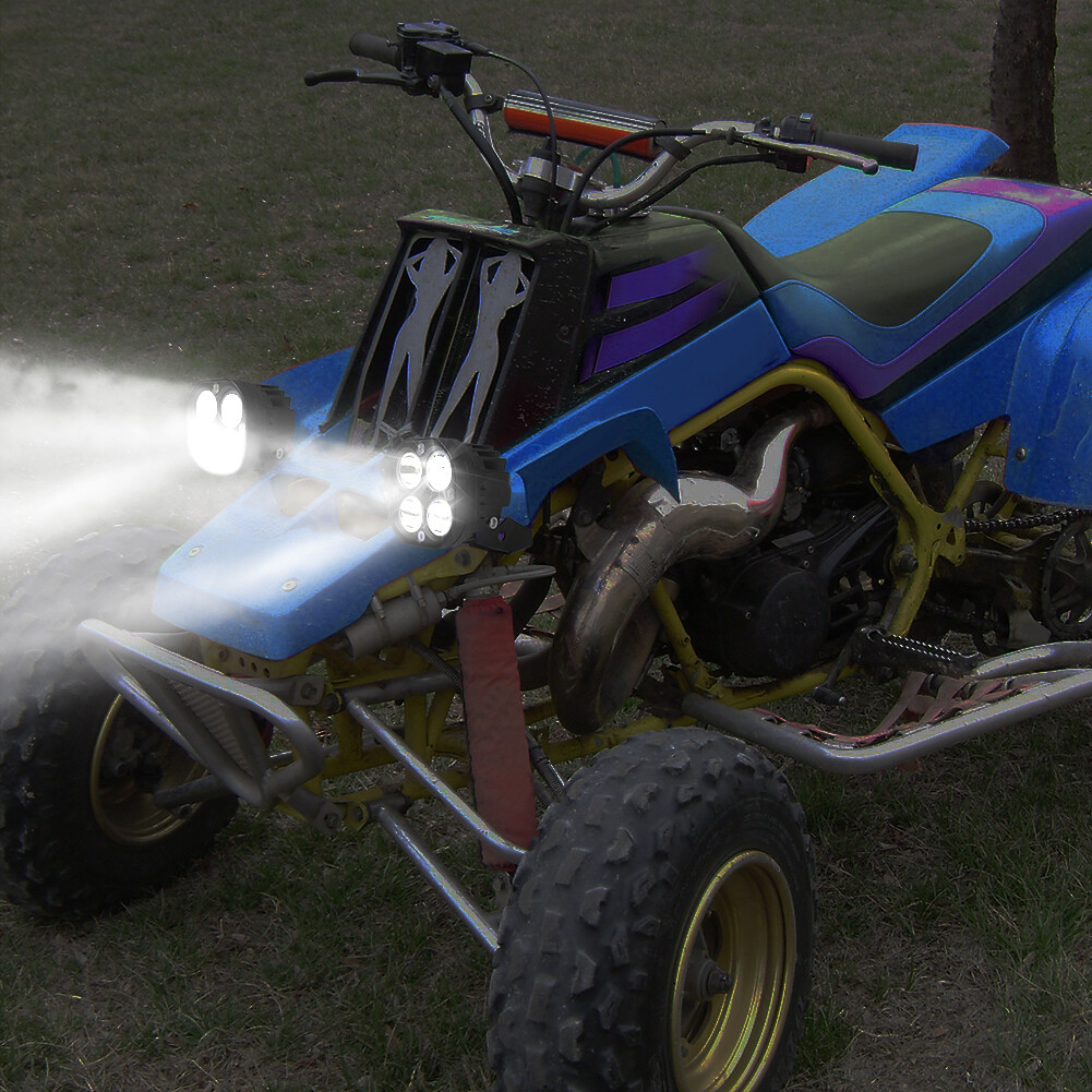 Pair LED Headlights Kit Lens Lights For Yamaha Banshee /Warrior 350 YFZ350 ATV