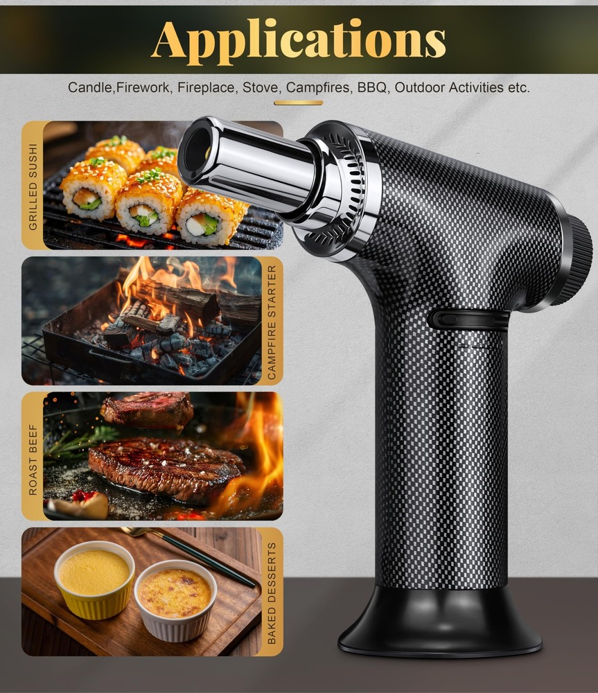 Kitchen Torch Lighter,Windproof Adjustable Butane Lighter Refillable for Cooking