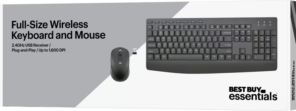 Best Buy essentials- Full-size Wireless Membrane Keyboard and Mouse Bundle ...