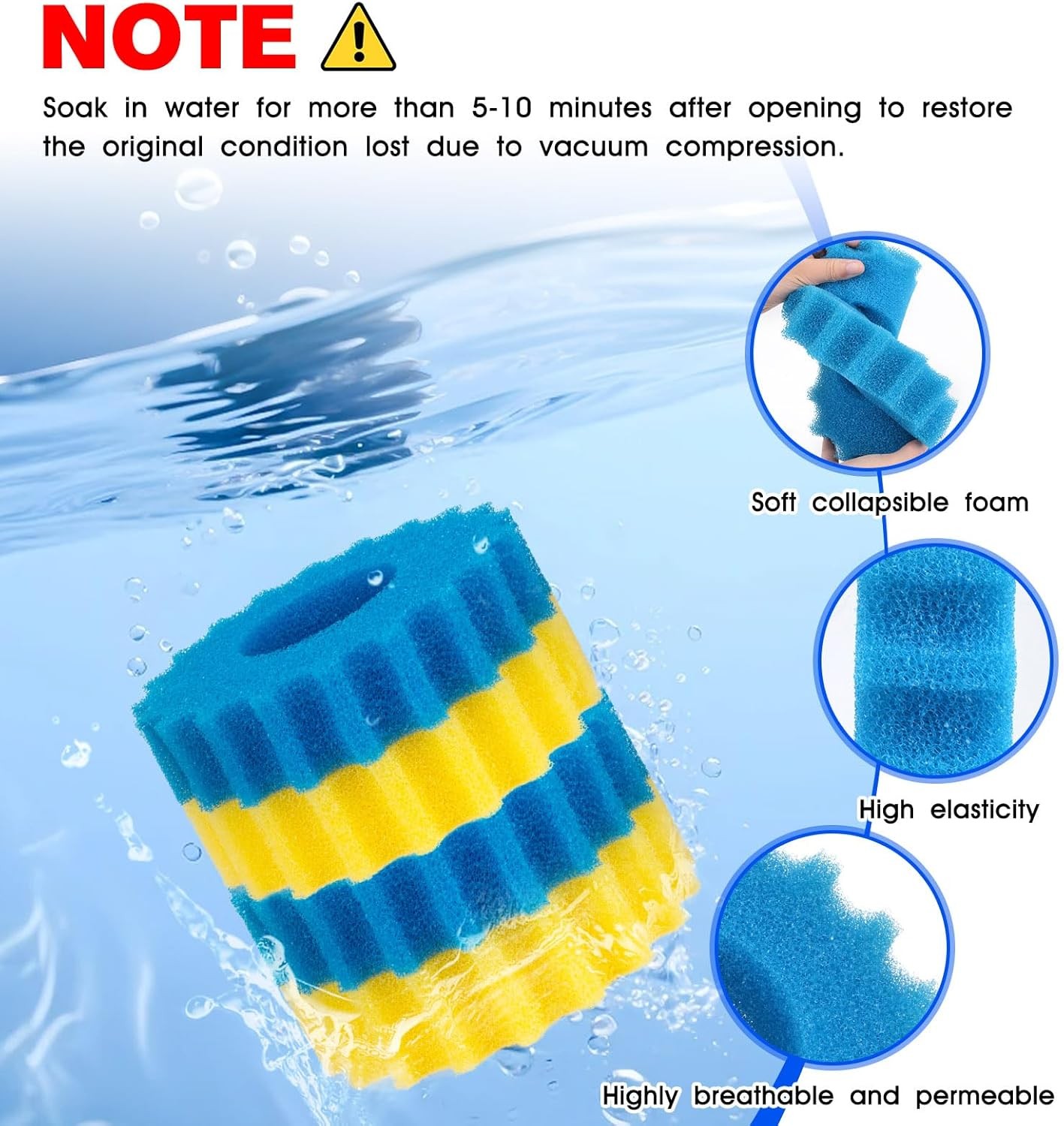 Pond Filter Replacement Sponge Media Pad Koi Fish yellow blue